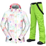 SJIUH ski suit,New Ski Suit Women -30℃ Female Thermal Windproof Waterproof Snow Jacket And Pants Skiing And Snowboarding Suits Brands,XSC And Green,M