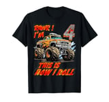 Fun 4 Year Old 4th Birthday Boys Cool Monster Truck Car T-Shirt