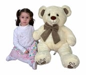 Ivon Ours En Peluche 80Cm Blanc Ivoire, Cadeau Parfait Pour Enfants Adultes 0+