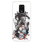 Cokitec Coque pour Xiaomi Redmi Note 9S/9 Pro Manga Demon Slayer Blanc