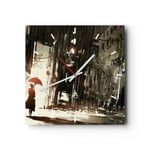 Horloge murale en verre 40x40cm apocalypse pluie parapluie Myst?re Wall Clock