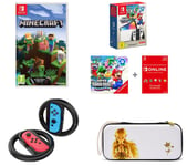 Nintendo Switch OLED White & Super Mario Bros. Wonder Bundle, Mario Kart 8, Minecraft Deluxe, Princess Zelda Case & Nintendo Switch Online 12 Month Membership Bundle, White