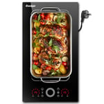 Cooksir Plaque Induction 2 Feux avec Prise, Plaque de Cuisson électrique Encastrable 30CM, 3500W, Deux Commandes Tactiles avec Curseur Ronds, Zone Flexible Combinée Grill, Fiche 240V