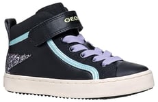 Geox J Kalispera Girl M Basket, Noir/Lavande, 25 EU