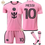 24-25 Miami Hemma Nr 10 Messi Fotbollströja 9 Suarez Tröja Vuxna Barn Män Och Kvinnor Rosa Kostym Pink Storlek 10 Med Strumpor Pink size 10 with socks S