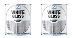 2x 151 Wood Metal Brick Interior Exterior Non-Drip Gloss Paint 300ml - White