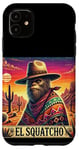 Coque pour iPhone 11 El Squatcho Bigfoot Cowboy Sunset Funny Western Sasquatch