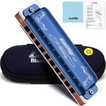 East Top Diatonic Harmonica Key of G, Blues Harp Mouth Organ with Blue Case 10 H