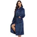 JXILY Robe, Thick Warm Clothing Cotton Dressing Gown Couple Nightgown Men's Bathrobe Ladies Robe Terry Towelling Flannel Bathrobe Hooded Soft,cyan,L