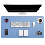 DOBAOJIA Tapis de Souris Grand Prolongé Mouse Pad Mat XXL sous Main Bureau en Cuir Tapis de Portable Pad Écriture pour Bureau/Domicile, PU Étanche + Suède Antidérapant 90 x 43 cm (Bleu Acier)