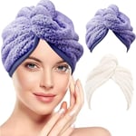 Linghhang - Serviette Cheveux, Serviette Turban Serviette pour Cheveux en Microfibre Cheveux Secs Cap Serviette de Bain Serviette de tête à séchage