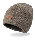 Levi's Unisex's All Season Comfy Leather Logo Patch Cuffed Hero Beanie Hat, Marled Brown, One Size