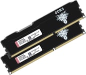 Ram DDR3 16go (2x8go) 1600MHz PC3-12800 Udimm CL11 Non-ECC Unbuffered 1.5V 2Rx8 Double Rang 240 Pin Mémoire Ram Barette Kit pour Ordinateur de Bureau (Noir)