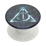 PopSockets 112042 PopGrip Support et Grip pour Smartphone et Tablette avec un Top Interchangeable, Glitter Deathly Hallows, Noir, Blanc, Bleu