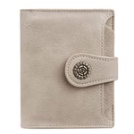 CLUCI Petit Portefeuille Femmes en Cuir Compact Fleur Boucle Porte Monnaie avec fenêtre d'identité Porte-Cartes de crédit Femmes avec Fermeture éclair Nuage Gris