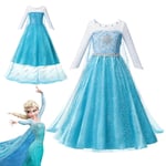 Snödrottning Elsa Anna Rollspel Prinsessklänning Kostym \"Frozen\"" Flickor Halloween Jul Karneval Fest Fancy Dress Kostym 1 Elsa Klänning-WELLNGS 1pc Elsa Dress1 3-4T(Tag 110)"