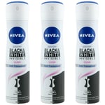 Nivea Deo Spray Black & White Invisible 3 X 150Ml 48H Deodorant Antiperspirant