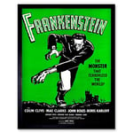 Wee Blue Coo Movie Film Frankenstein Monster Karloff Horror Shelley Gothic Whale Art Print Framed Poster Wall Decor 12X16 Inch