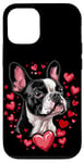 Coque pour iPhone 12/12 Pro Coeurs de chien Boston Terrier pour la Saint-Valentin