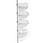 Zenna Home Étagère de douche à 4 paniers avec barre porte-serviette intégrée, réglable, 152,4 à 244,3 cm, chromé
