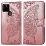 Yhteensopiva Google Pixel 4a 5g -lompakkokotelon Butterfly-kohokuvioidun Pu-nahkaisen kickstand-korttipaikan kanssa Flip Folio Cover