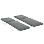 Outsunny Polyester Lot de 2 Matelas pour Chaise Longue transat Bain de Soleil avec Sangles d'attache pour Jardin dim.196L x 55l cm Gris foncé