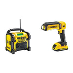 DEWALT DCR020-GB XR Compact FM/DAB+ Radio & DCL050-XJ 18 V XR Handheld LED Area Light, Bare Unit, Multi