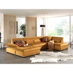 Lisa Design - Vermont - canapé panoramique d'angle droit - 7 places - xxl - en velours - jaune