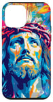 Coque pour iPhone 12 mini Bleu Pop Art Tropical Jesus Is King Christian Faith Nouveautés