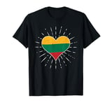 Lithuanian Flag Vintage Heart Lithuania Fan Retro T-Shirt