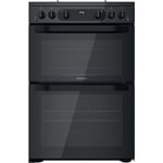 Hotpoint 60cm Double Oven Gas Cooker - Black