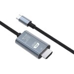 Câble USB-C vers HDMI 2 m - 4K@30Hz - Câble Tressé - Adaptateur Thunderbolt 3 vers HDMI Compatible avec MacBook Pro/Air, iPhone 15, iPad Pro, iMac,