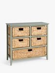 John Lewis Pine and Water Hyacinth 5 Drawer Storage Unit, Lily White / Natural