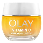 Olay Vitamin C Face Moisturiser Day Cream SPF 30, Skincare with Niacinamide 99% Purity Brightening Skin Care: Anti-Dark Spot Action, Evens, Hydrates Non-Greasy, Non-Sticky 50ml