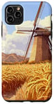 iPhone 11 Pro Max Wheat Fields With Windmills Landscape Vintage Graphic Case