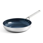 Blue Diamond Triple Steel Poêle à Frire 24 cm en Acier Inoxydable 18/10 et Revêtement en Céramique Antiadhésive, Sans PFAS, Multicouche, Induction, Lave-Vaisselle, Four, Argenté