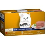 Mousselines Gold, mousse au thon, foie, dinde & boeuf pour chat