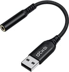 DCHAV USB to 3.5mm Audio Jack Adapter Headphone Mic USB-A to 3.5 mm AUX Cord TRRS Interface 4 Pole Female External Stereo Sound Card(Black)