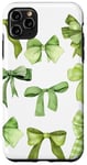 Coque pour iPhone 11 Pro Max Ruban vert mignon avec motifs de nœuds tendance et esthétiques