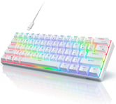 RK61 60% Mechanical Keyboard RGB Hot-Swappable Gaming Wired - White, Red Switch