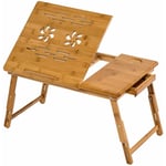Table de lit 55 x 35 x 26 cm - tablette, table de lit pour ordinateur portable, liseuse en bambou