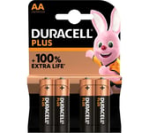 DURACELL Plus AA Alkaline Batteries - Pack of 4