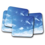 4 Set - Cool Blue Sky Drinks Coaster - Fluffy Clouds Cloud Weather Gift #8320