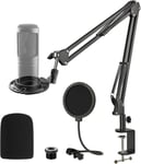 At2020 Support De Microphone Réglable Bras De Suspension Avec Filtre Pop Coupe-Vent, 4 Serre-Câbles, Pince Robuste Améliorée Pour At2020Usb+ At2035 Audio Technica Condensateur Microphone Studio