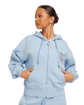 Marielle Heart Diamante Zip Through Hoodie W Powder Blue (S)