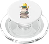 Kawaii Cat Reading Book Stack Cute Bookworm T-shirt graphique PopSockets PopGrip pour MagSafe