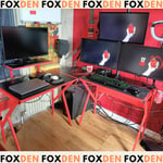 Large Corner Gaming Desk L-Shaped Computer Table Monitor Stand Red Workstation