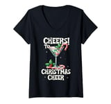 Womens Peppermint Martini Christmas Cheer Cocktail Drink Mixology V-Neck T-Shirt