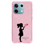 Coque pour Redmi note 13 PRO 4G paillettes rose silhouette coeur texte