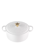 Le Creuset Cast Iron Noel Round Casserole, 24cm, White